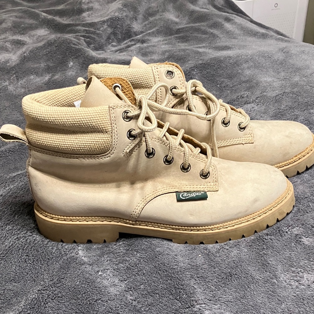 Candie's Beige Lace-Up Ankle Boots